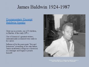 James Baldwin 1924 1987 Documentary Excerpt Baldwin Speaks
