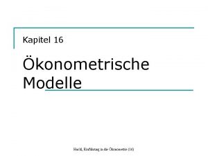 Kapitel 16 konometrische Modelle Hackl Einfhrung in die