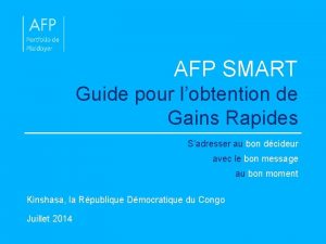 AFP SMART Guide pour lobtention de Gains Rapides