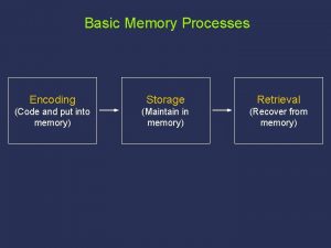 Basic Memory Processes Encoding Storage Retrieval Code and