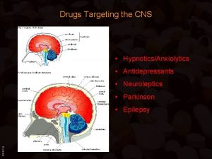 Drugs Targeting the CNS HypnoticsAnxiolytics Antidepressants Neuroleptics Parkinson