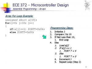 ECE 372 Microcontroller Design Assembly Programming Arrays Array