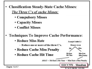 Classification SteadyState Cache Misses The Three Cs of