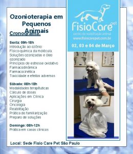 Ozonioterapia em Pequenos Animais Cronograma Sexta 09 h18