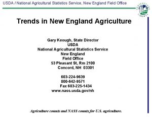 USDA National Agricultural Statistics Service New England Field