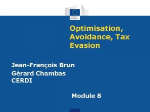 Optimisation Avoidance Tax Evasion JeanFranois Brun Grard Chambas