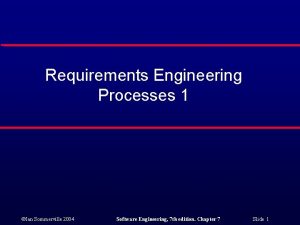 Requirements Engineering Processes 1 Ian Sommerville 2004 Software
