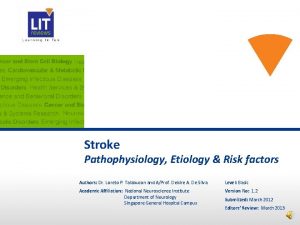 Stroke Pathophysiology Etiology Risk factors Authors Dr Loreto