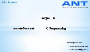 CC for beginner C Programming Tel 016 270