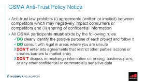 GSMA AntiTrust Policy Notice Antitrust law prohibits i