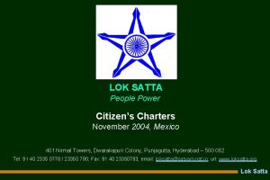 LOK SATTA People Power Citizens Charters November 2004