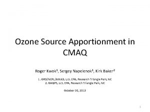 Ozone Source Apportionment in CMAQ Roger Kwok 1