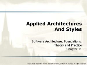 Applied Architectures And Styles Software Architecture Foundations Theory