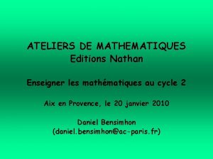 ATELIERS DE MATHEMATIQUES Editions Nathan Enseigner les mathmatiques
