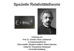 Spezielle Relativittstheorie Vorlesung von Prof Dr Cornelis Kees