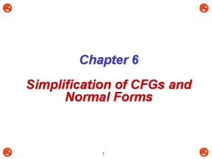 Chapter 6 Simplification of CFGs and Normal Forms