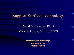 Support Surface Technology David M Brienza Ph D