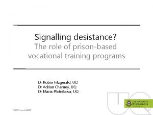 Signalling desistance The role of prisonbased vocational training