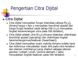 Pengertian Citra Dijital n n n Citra dijital