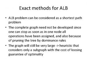 Exact methods for ALB ALB problem can be