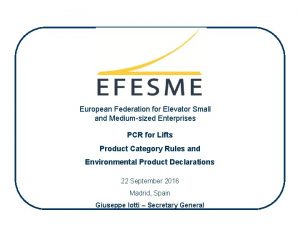 European Federation for Elevator Small and Mediumsized Enterprises