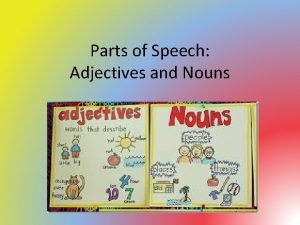 Parts of Speech Adjectives and Nouns Nouns A
