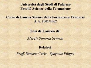 Universit degli Studi di Palermo Facolt Scienze della