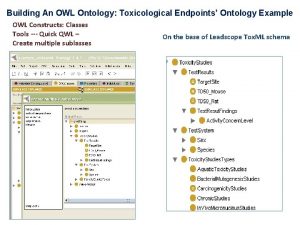 Building An OWL Ontology Toxicological Endpoints Ontology Example