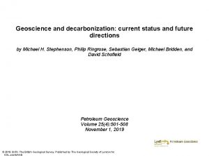 Geoscience and decarbonization current status and future directions