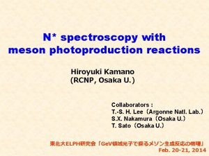 N spectroscopy with meson photoproduction reactions Hiroyuki Kamano