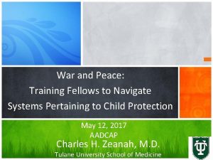 War and Peace Training Fellows to Navigate Systems