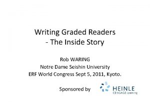 Writing Graded Readers The Inside Story Rob WARING