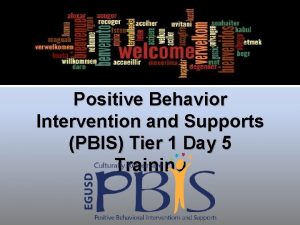 Positive Behavior Intervention and Supports PBIS Tier 1