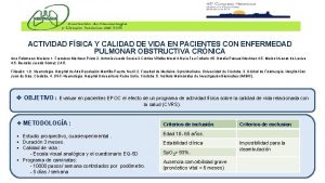 ACTIVIDAD FSICA Y CALIDAD DE VIDA EN PACIENTES