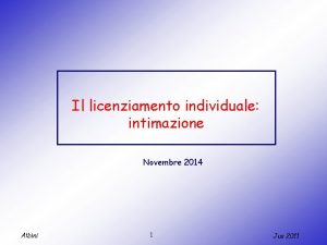 Il licenziamento individuale intimazione Novembre 2014 Albini 1