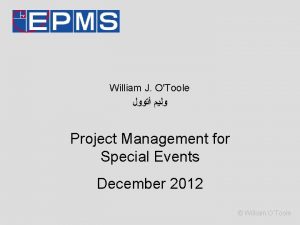 William J OToole Project Management for Special Events