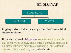 BLGSAYAR BLGSAYA R DONANIM YAZILI M Bilgisayar sistemi