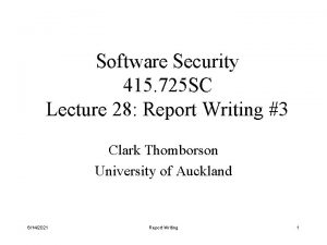 Software Security 415 725 SC Lecture 28 Report