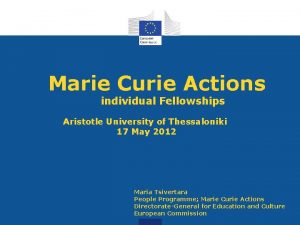 Marie Curie Actions individual Fellowships Aristotle University of