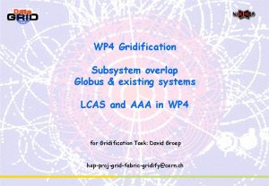 WP 4 Gridification Subsystem overlap Globus existing systems