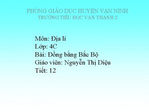 PHNG GIO DC HUYN VN NINH TRNG TIU