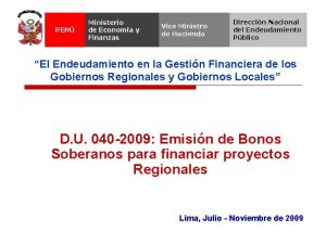 PER Ministerio de Economa y Finanzas Vice Ministro