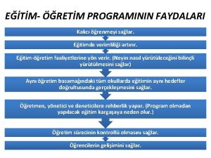 ETM RETM PROGRAMININ FAYDALARI Kalc renmeyi salar Eitimde