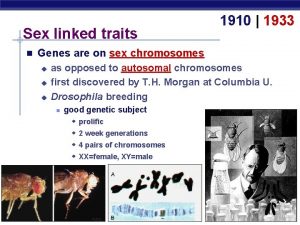 Sex linked traits n 1910 1933 Genes are
