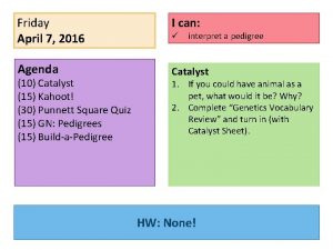 Friday April 7 2016 I can Agenda Catalyst