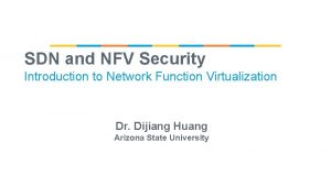 SDN and NFV Security Introduction to Network Function
