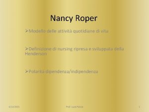 Nancy Roper Modello delle attivit quotidiane di vita