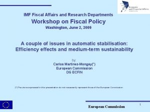 IMF Fiscal Affairs and Research Departments Workshop on