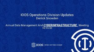 IOOS Operations Division Updates Derrick Snowden Annual Data