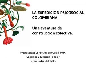 LA EXPEDICION PSICOSOCIAL COLOMBIANA Una aventura de construccin
